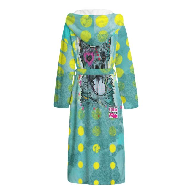 Preview: Bunter Bademantel Eddy aus Flanell – flauschig & farbenfroh, Größen S–2XL